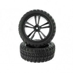 1:10 Black Short Course Front Tires and Rims (31211B+31404) 2P