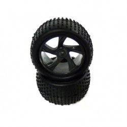 1:18 Tire and Black Rim for Truggy (23626B + 28652) 2P