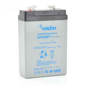 Акумуляторна батарея MERLION AGM GP628F1 6 V 2,8Ah  White / Black