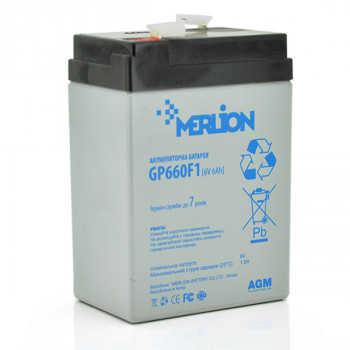 Акумуляторна батарея MERLION AGM GP660F1 6 V 6Ah White / Black